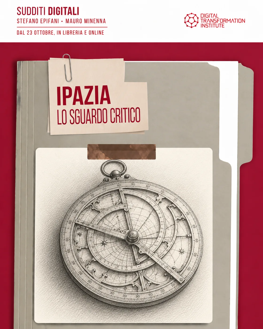 Fascicolo di Ipazia, lo sguardo critico, con un astrolabio disegnato a matita